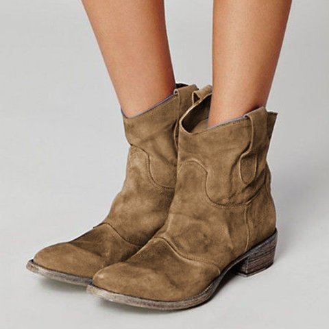 Women's Comfortable Low-heeled Square-heeled Low-top Boots