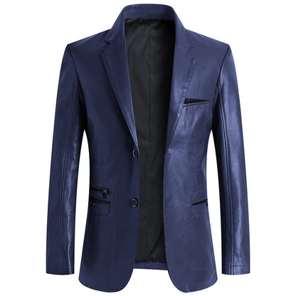 Men's Leather Formal Cardigan Jacket