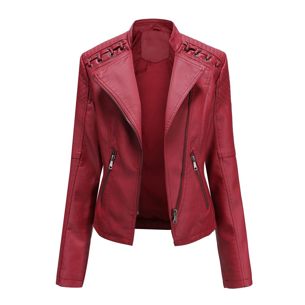 Women's Cropped Leather Multicolor Jacket