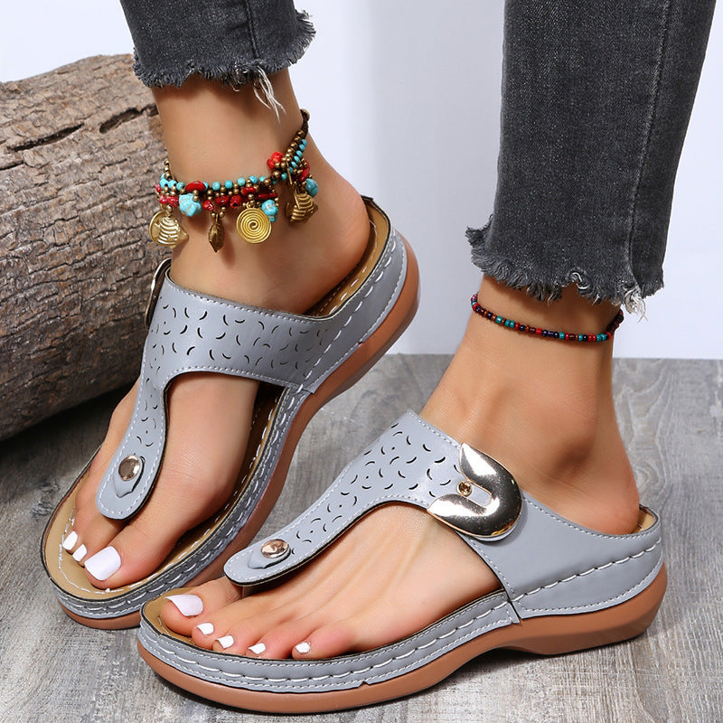 Women's Leather Flat Casual Slippers