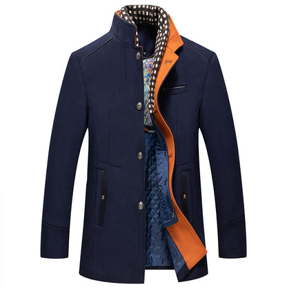 Men's Wool Stand Collar Slim Fit Jacket