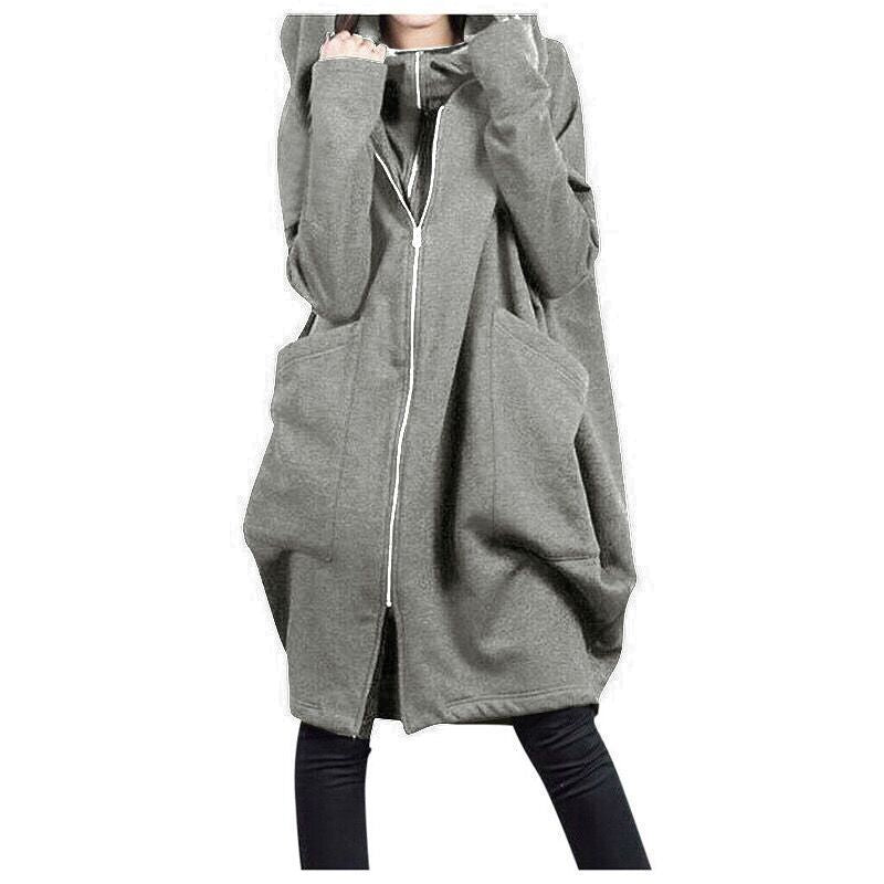 Women's Long Coat Plus Fleece Hoodie Jacket