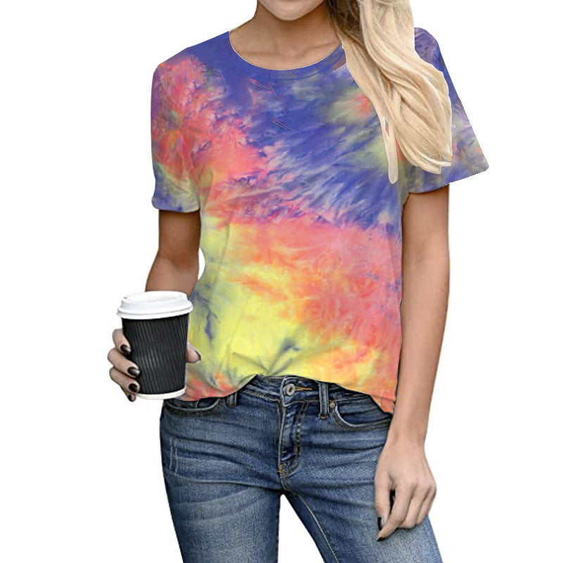 Women's Tie Dye Short Sleeve Casual T-Shirt