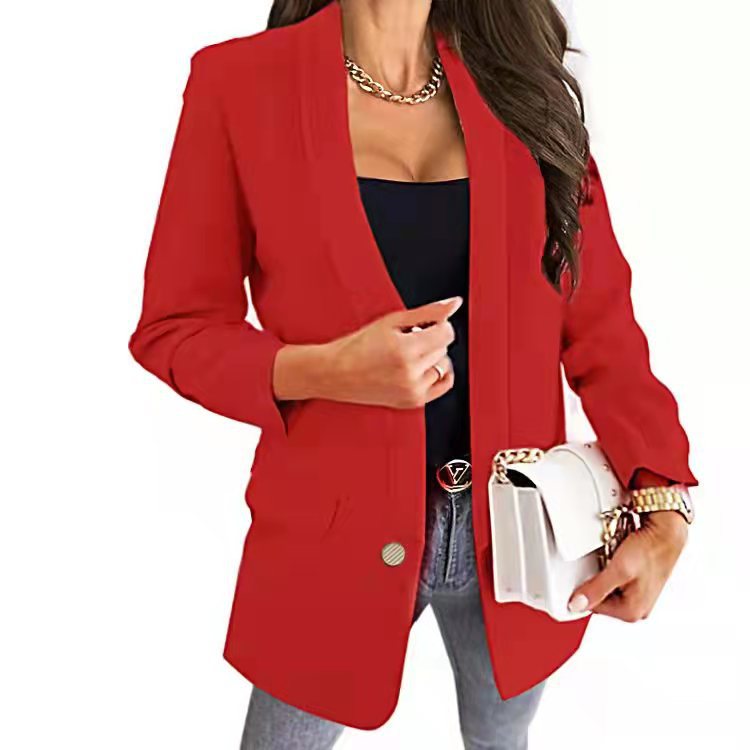 Women's Lapel Button Slim Fit Temperament Blazer