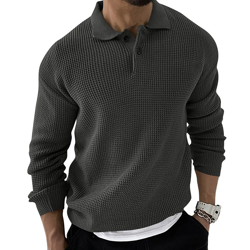 Men's Lapel Casual Solid Knit Sweater