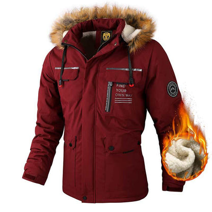 Men's Fleece Outdoor Bomber Hooded Jacket