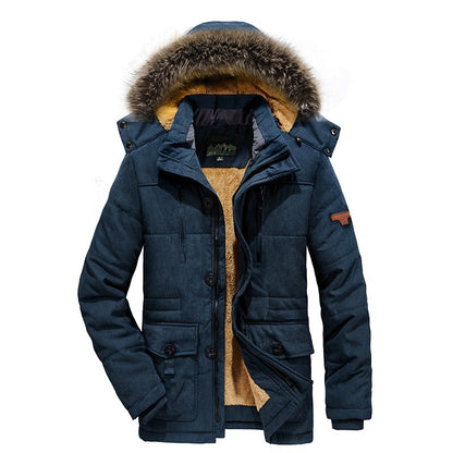 Men's Plus Size Fur Collar Padded Winter Jacket 6XL