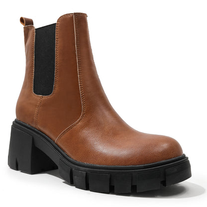 Women's Leather Casual Mid Boots