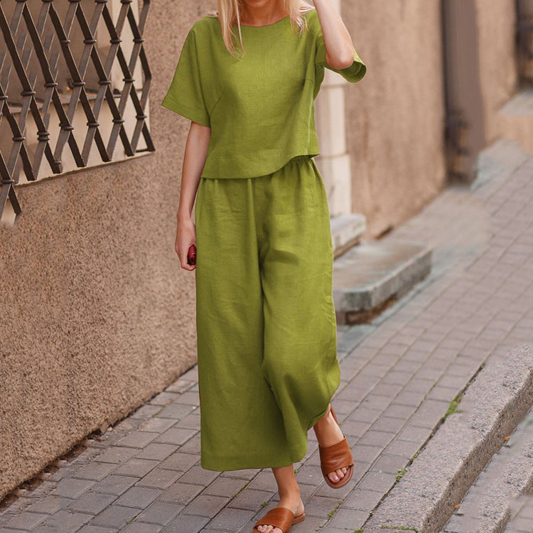 Women's Short Sleeve Pants Casual Suit