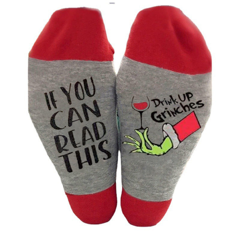 Funny Christmas Letters Printed Socks