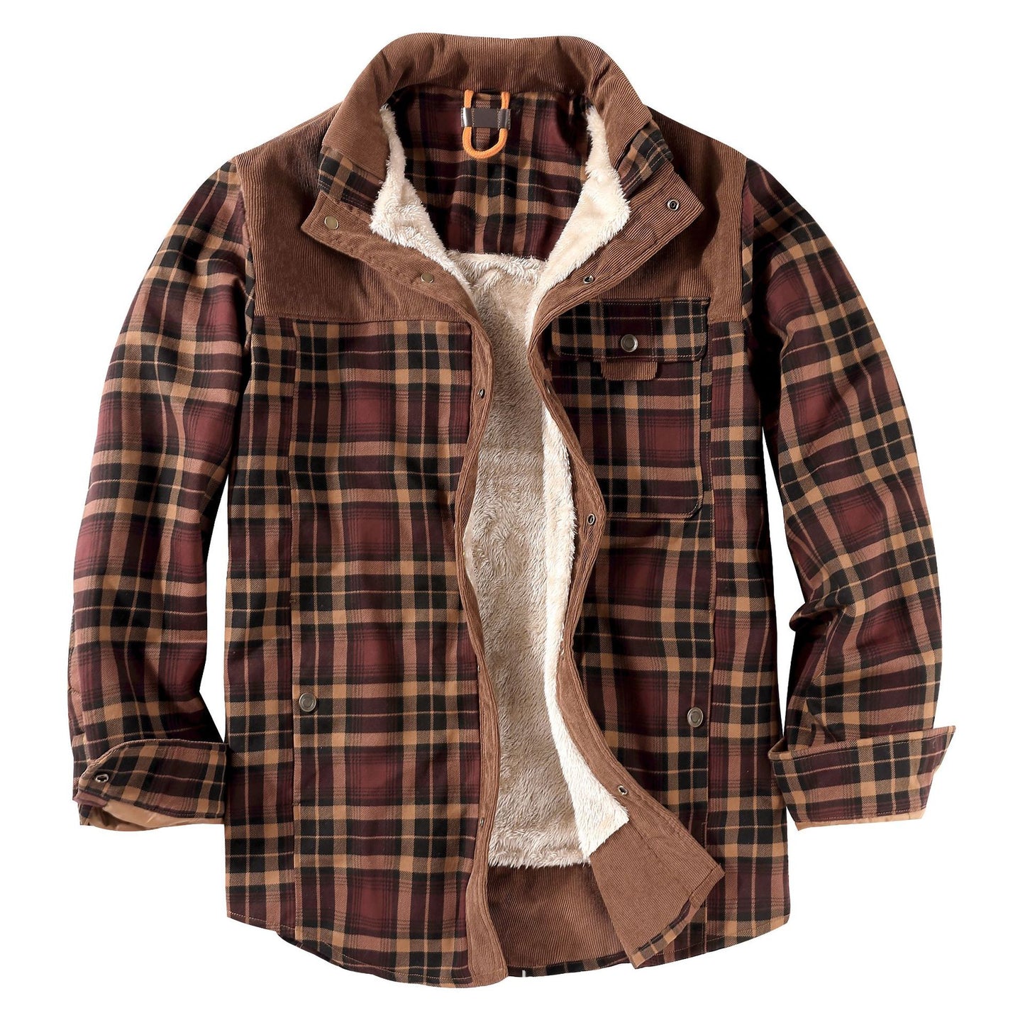 Men's  Winter Plaid Sherpa Lined Jacket
