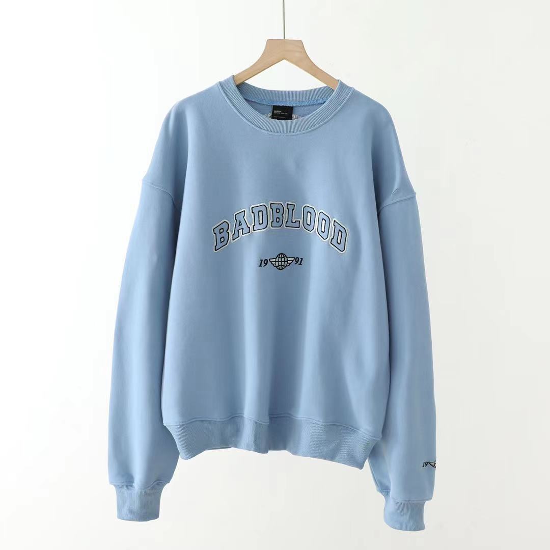 BADBLOOD Embroidered Plus Velvet Sweatshirt
