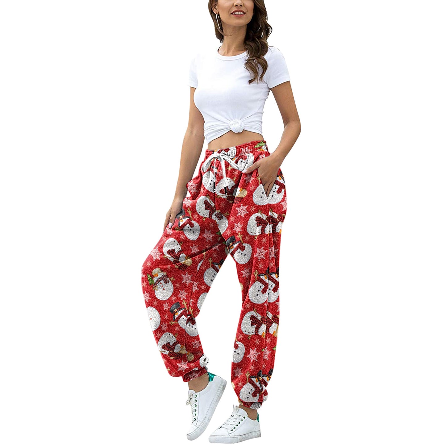 Christmas Print Casual Loose Lounge Pants For Women