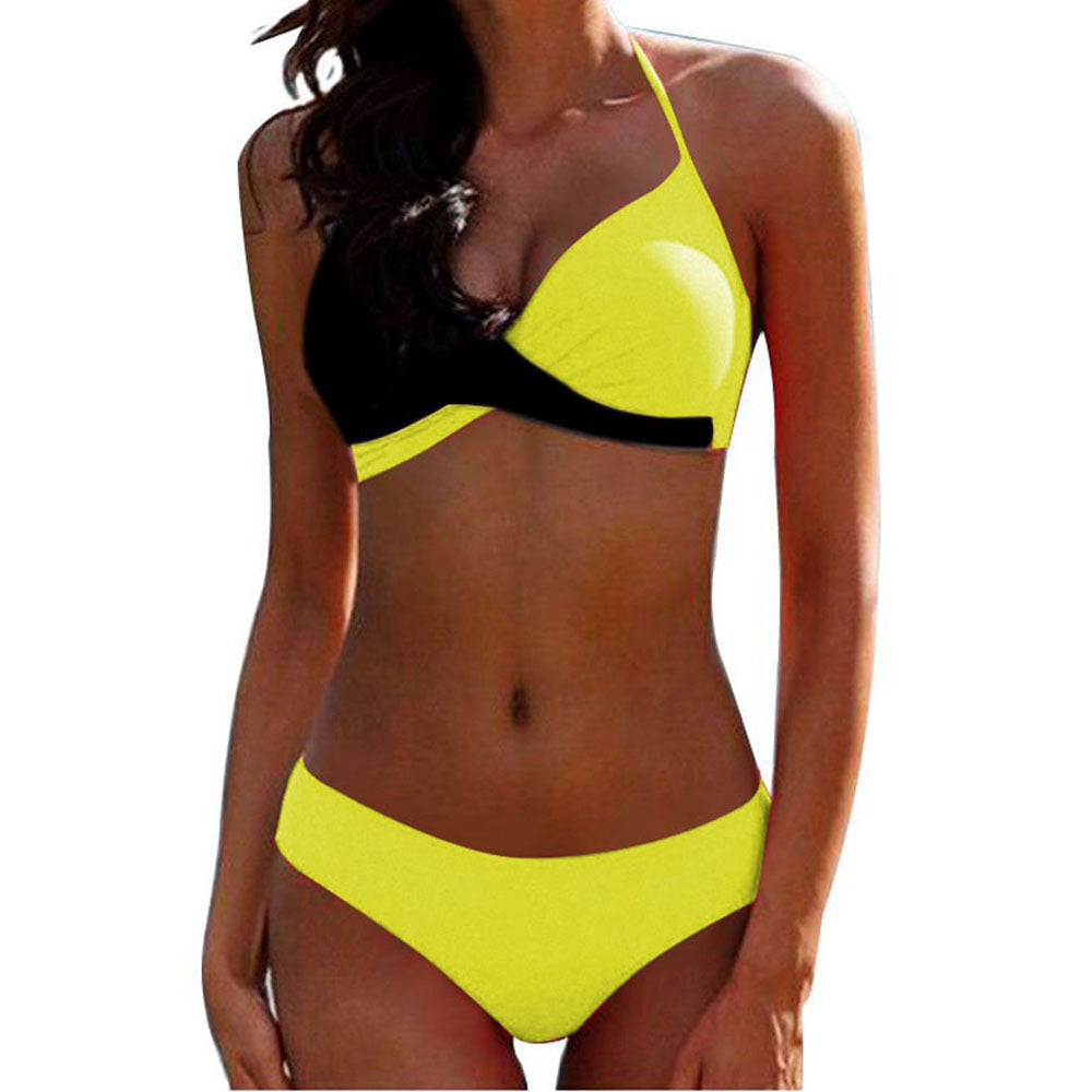 Colorblock Two-Piece Bikini Set For Women