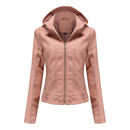 Leather Plush Winter Jacket For Women