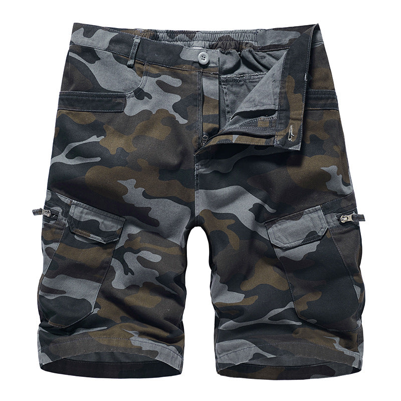 Men's Cargo Shorts Straight Camo Pocket Zippered Casual Pants
