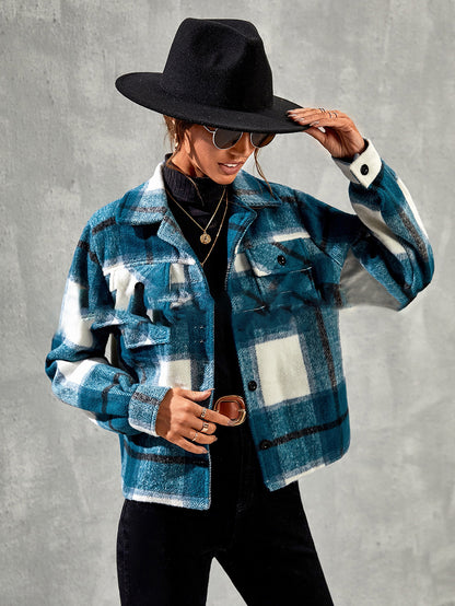 Woman Winter Casual Plaid Jacket