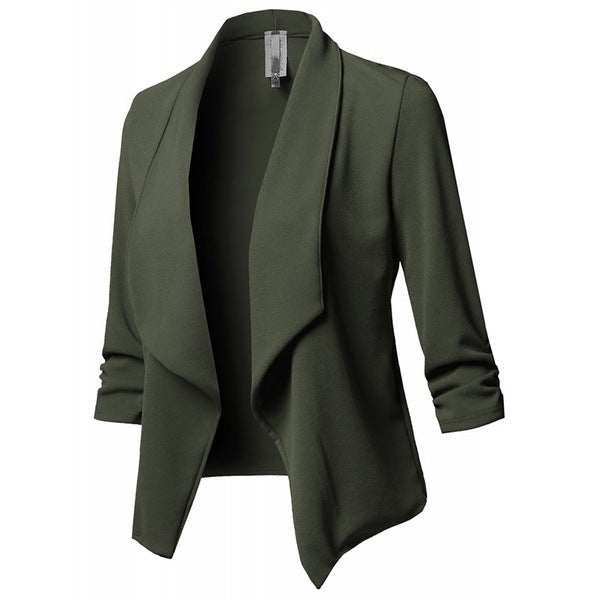 Plus Size Women's Slim Long-sleeved Pleated Blazer