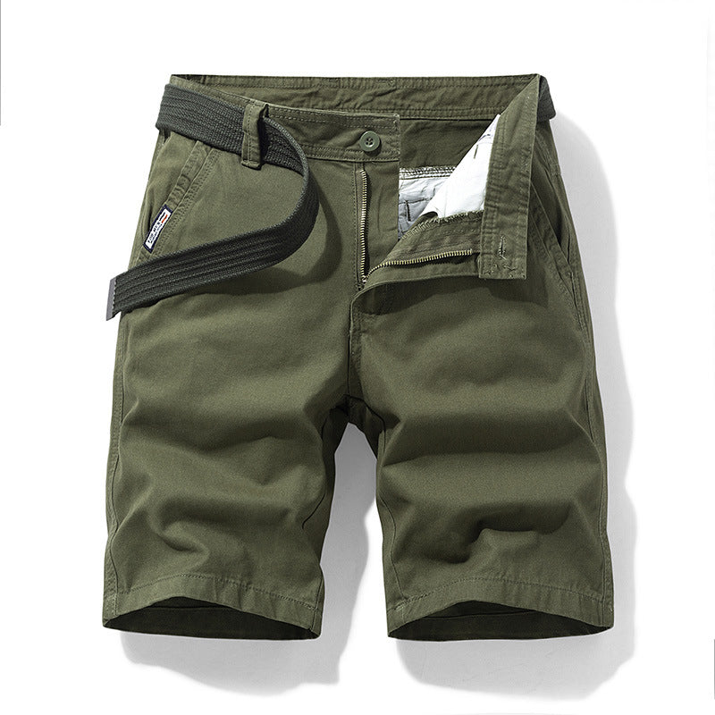 Men's Casual Pants Button Solid Color Straight Cargo Shorts