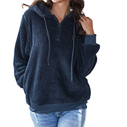 Women's Winter Plush Hooded Sweatshirt