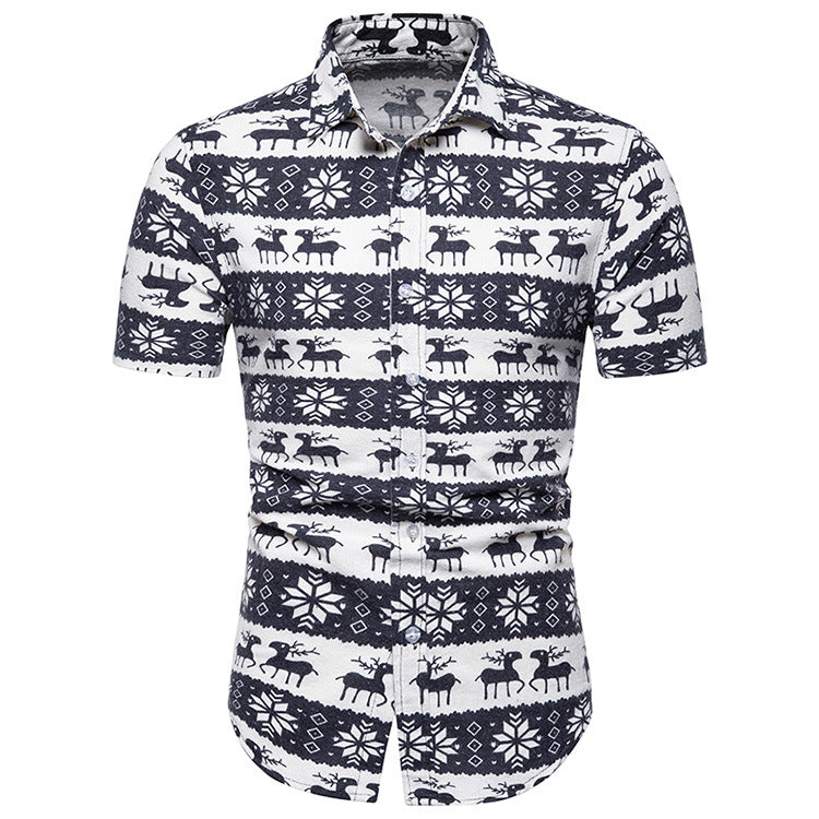 Men's Casual Short Sleeve Flower Shirt