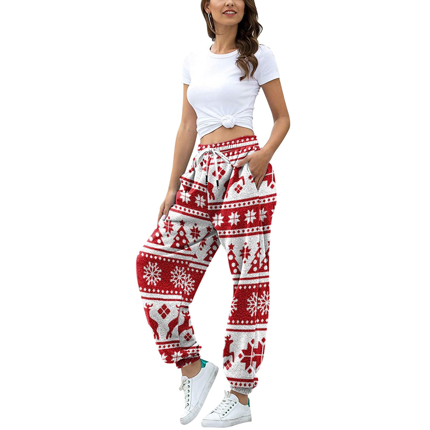 Christmas Print Casual Loose Lounge Pants For Women