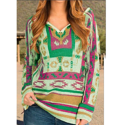 Women's Ethnic Style Hooded Sweater