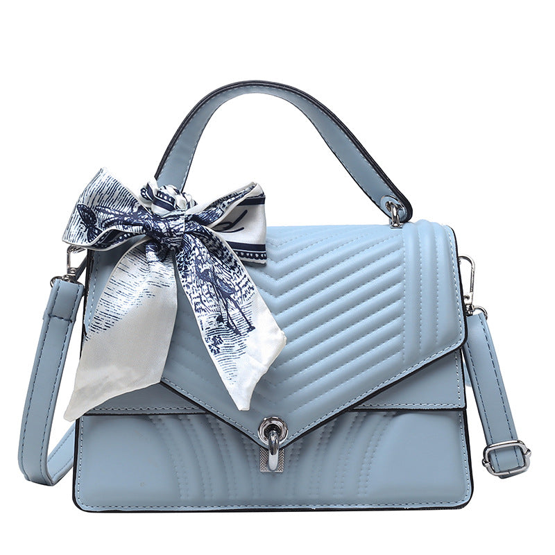 Women's Small Square Bag Bow Silk Scarf Bag