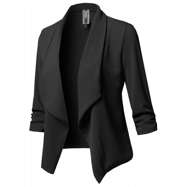 Plus Size Women's Slim Long-sleeved Pleated Blazer