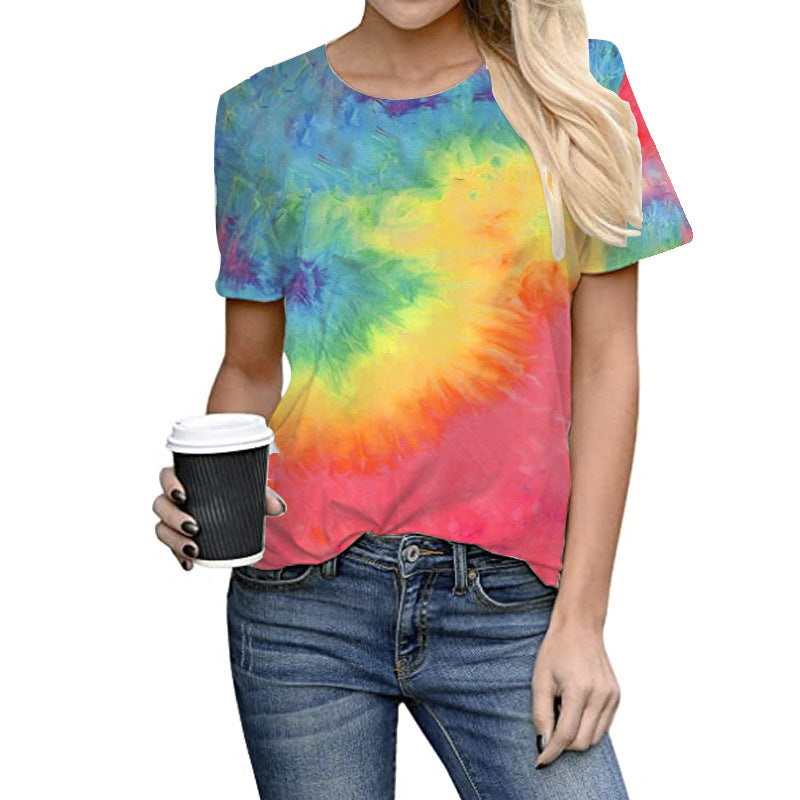 Women's Tie Dye Short Sleeve Casual T-Shirt