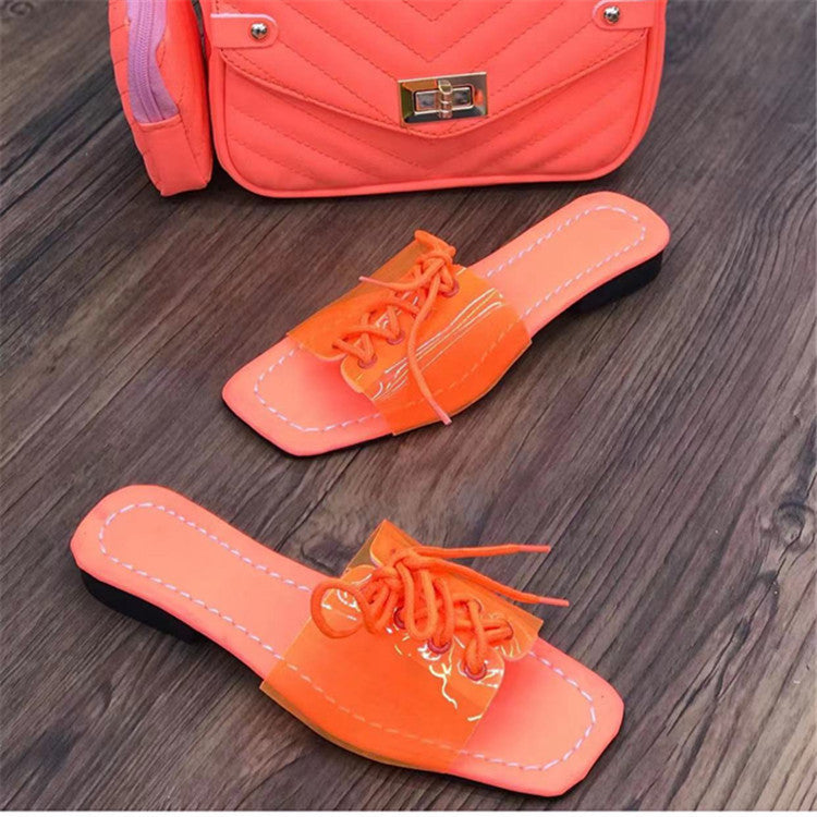 Women's Fluorescent Color Fashion Flat Outdoor Slippers