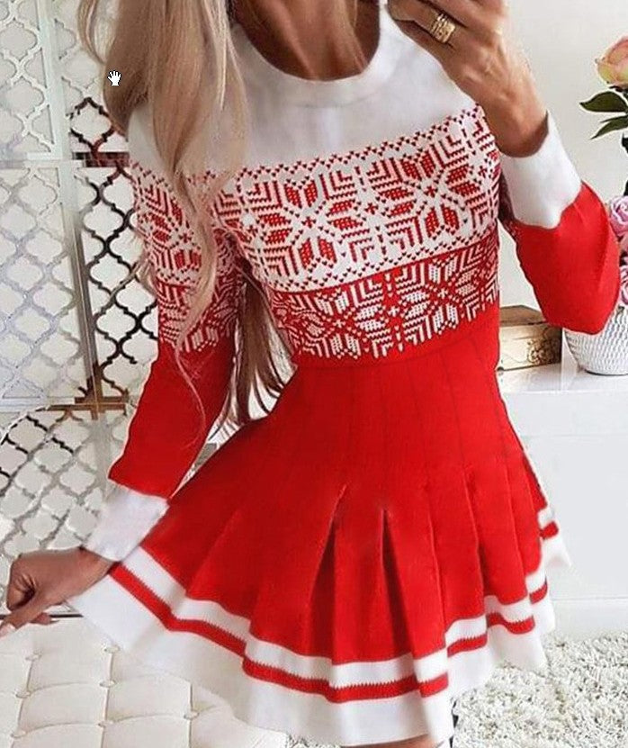 Christmas Santa Elk Print Dress