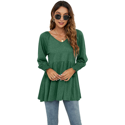 Women's V-Neck Casual Long Sleeves Blouses