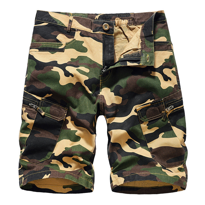 Men's Cargo Shorts Straight Camo Pocket Zippered Casual Pants