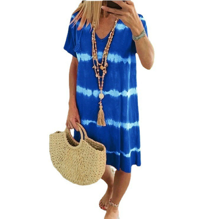 Women's Tie Dye Short Sleeve Dresses