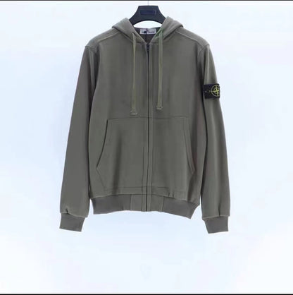 Stone Island Unisex Casual Zip Cardigan Hoodie