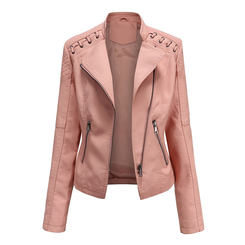 Women's Cropped Leather Multicolor Jacket