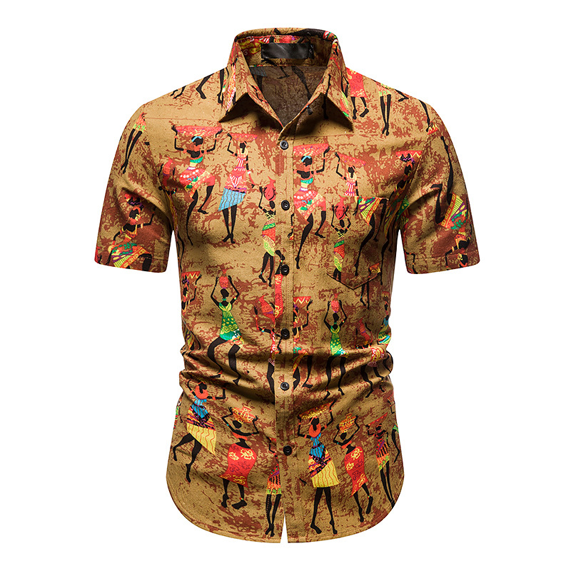 Men's Casual Lapel Beach Short Sleeve Shirt