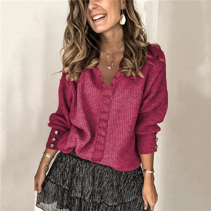 Women's V-Neck Casual Knit Sweater