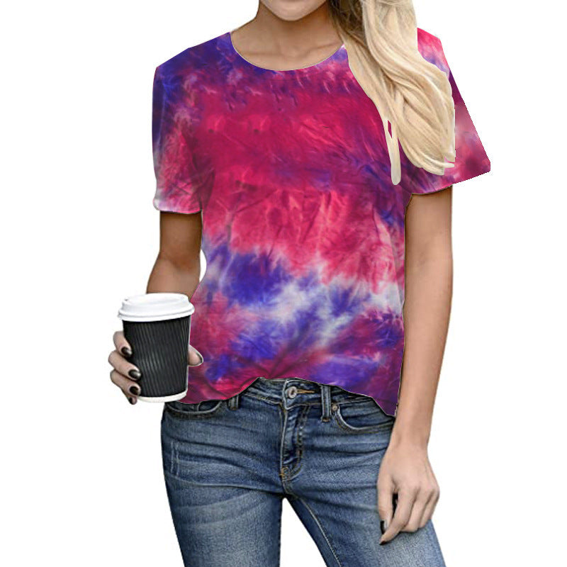 Women's Tie Dye Short Sleeve Casual T-Shirt