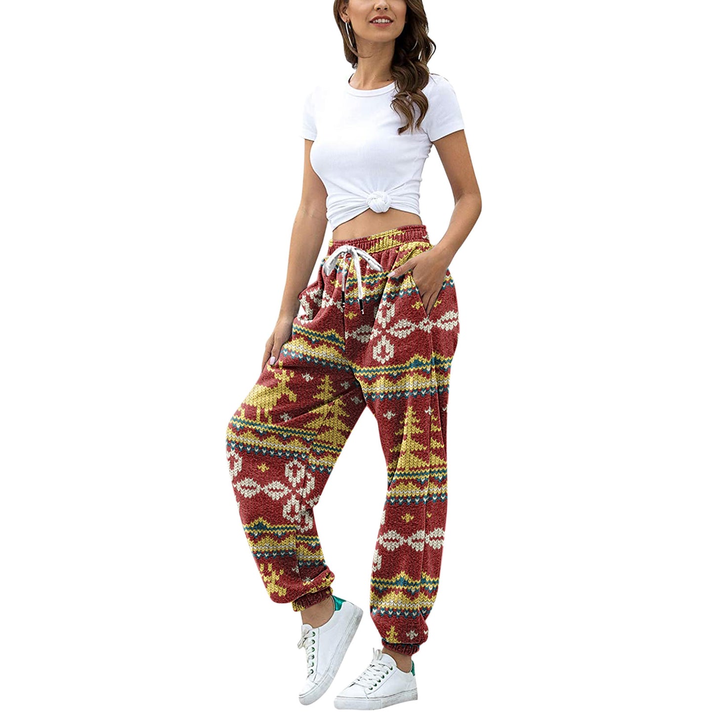 Christmas Print Casual Loose Lounge Pants For Women