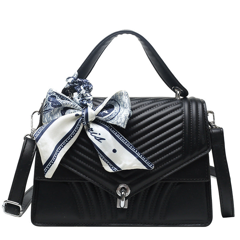 Women's Small Square Bag Bow Silk Scarf Bag