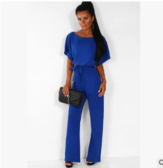 Women's Casual Loose Jumpsuit Solid Color Wide Leg Drawstring