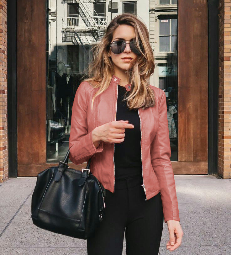 Women's Leather PU West Slim Small Coat