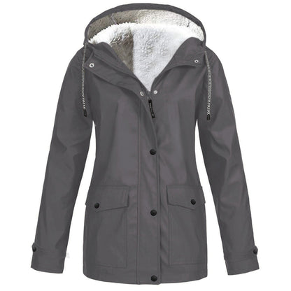 Plus Fleece Jacket Outdoor Climbing Suit Hooded Jacket For Women