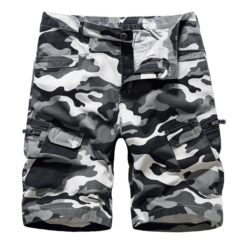Men's Cargo Shorts Straight Camo Pocket Zippered Casual Pants