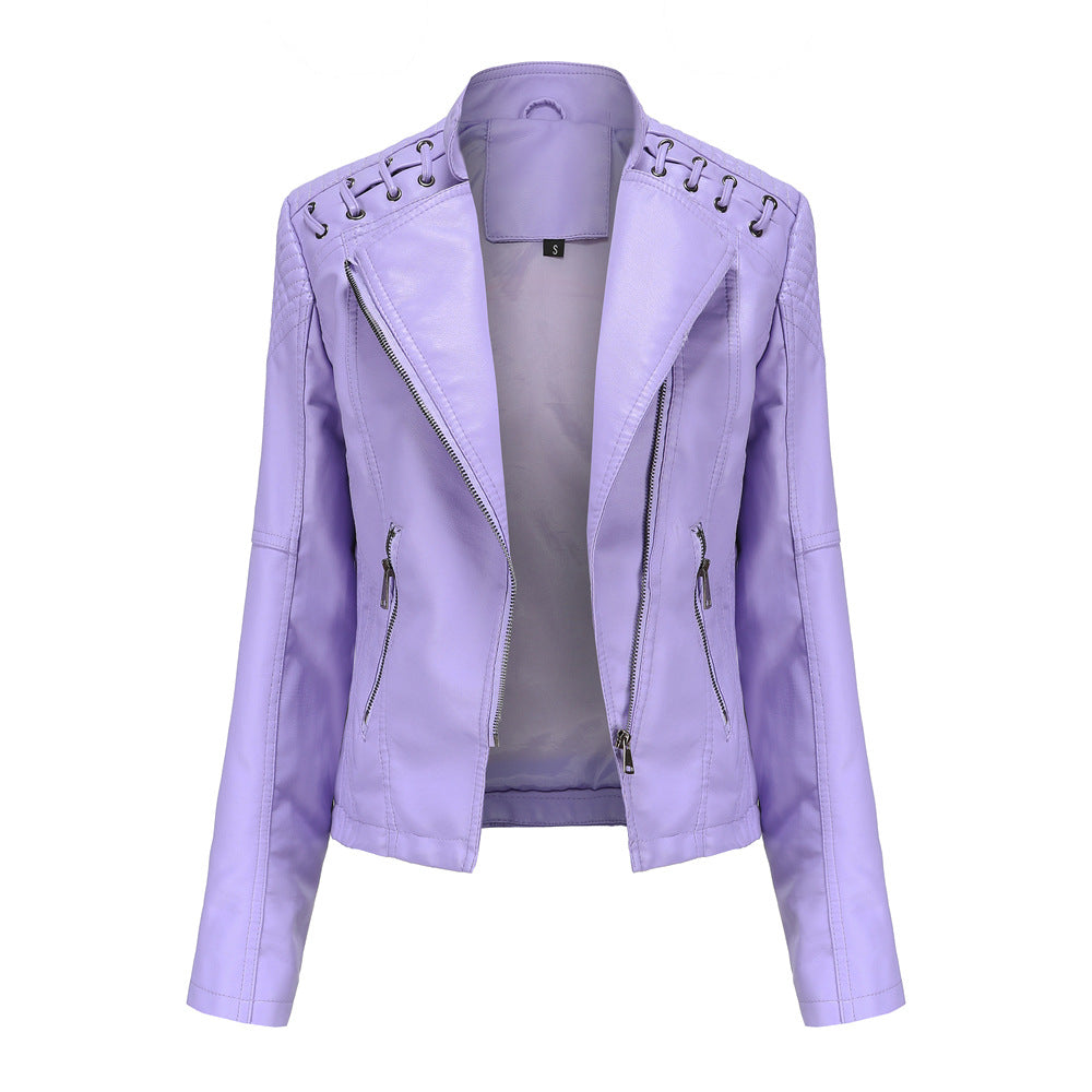 Women's Cropped Leather Multicolor Jacket