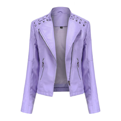 Women's Cropped Leather Multicolor Jacket