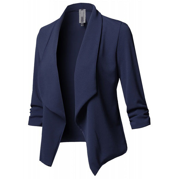 Plus Size Women's Slim Long-sleeved Pleated Blazer