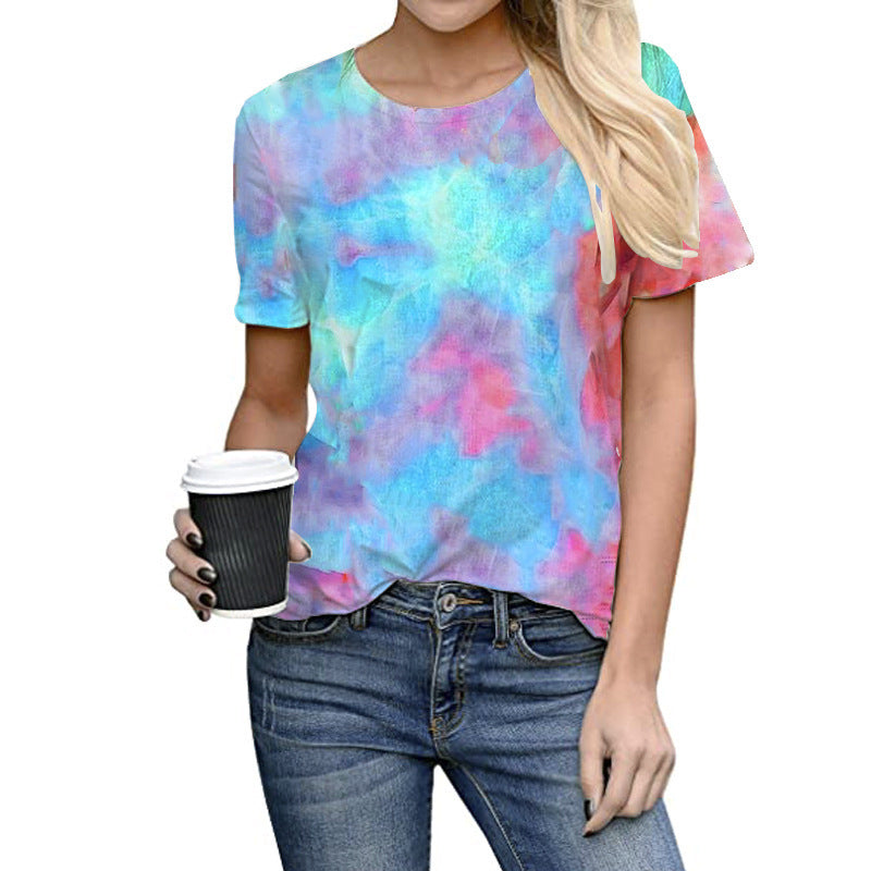 Women's Tie Dye Short Sleeve Casual T-Shirt